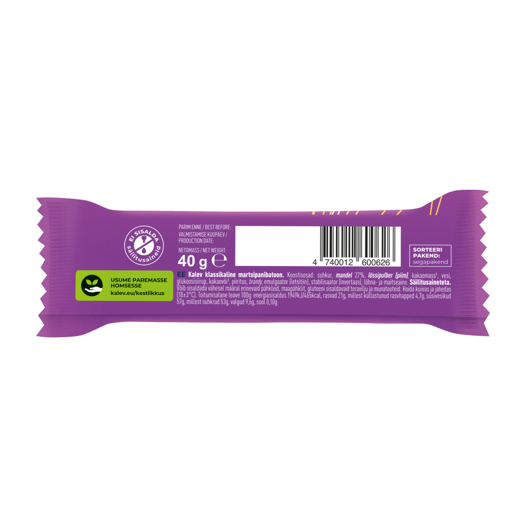 Kalev klassikaline martsipanibatoon 40g P