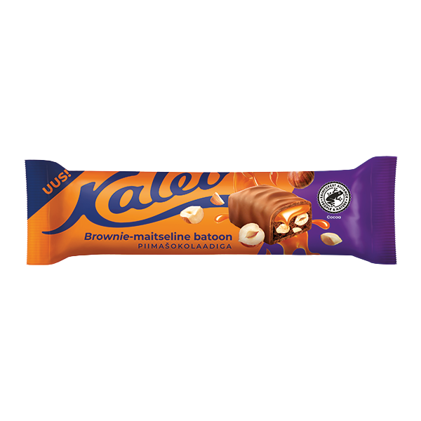 Kalev brownie-maitseline batoon karamelli ja metspähklitega piimašokolaadis 50g P