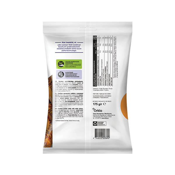 Kalev Karakum vahvlitükkidega pralineekomm 175g