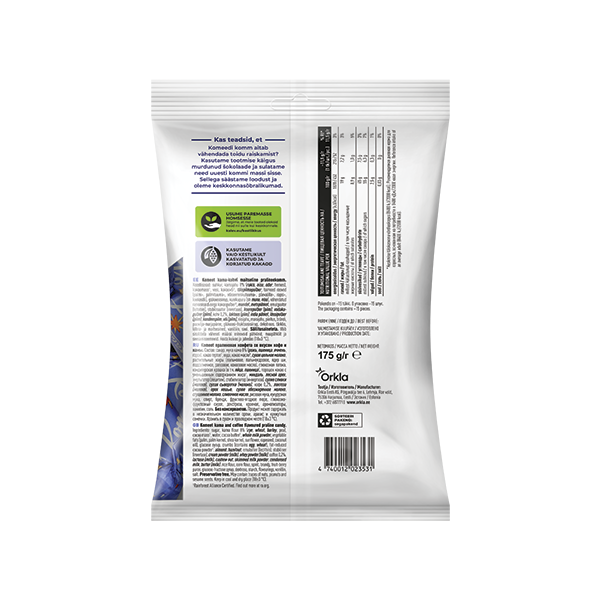 Kalev Komeet kama-kohvi maitseline pralineekomm 175g