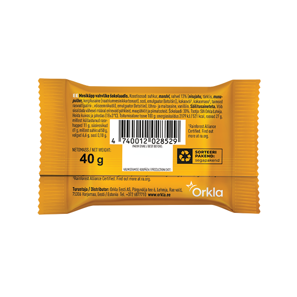 Mesikäpp vahvlike šokolaadis 40g P