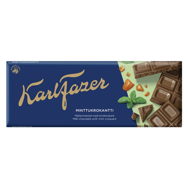 Karl Fazer piimašokolaad mündimaitselise mandlikrokandiga 180g