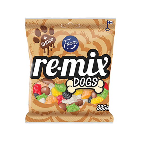 Fazer Remix puuvilja-, lagritsa-, cola- ja šokolaadikommid 385g