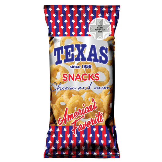 Texas juustu- ja sibulamaitselised maisirõngad 50g