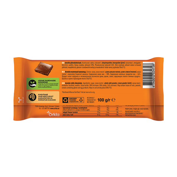 Kalev Anneke piimašokolaad 100g