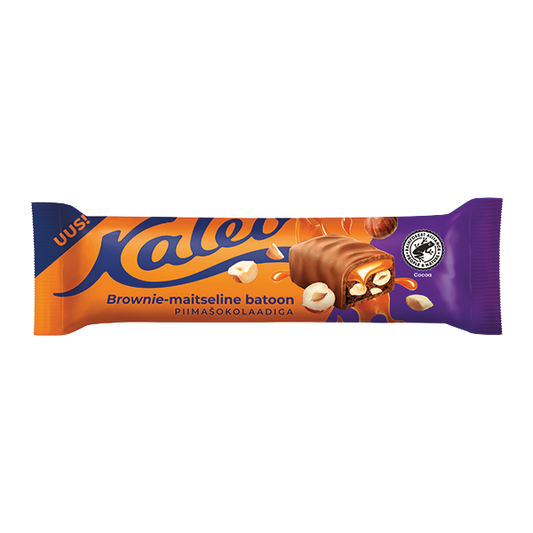 Kalev brownie-maitseline batoon karamelli ja metspähklitega piimašokolaadis 50g P