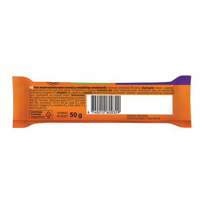 Kalev brownie-maitseline batoon karamelli ja metspähklitega piimašokolaadis 50g P