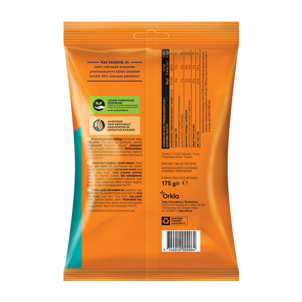Kalev pralineekommid india pähkliga 175g P