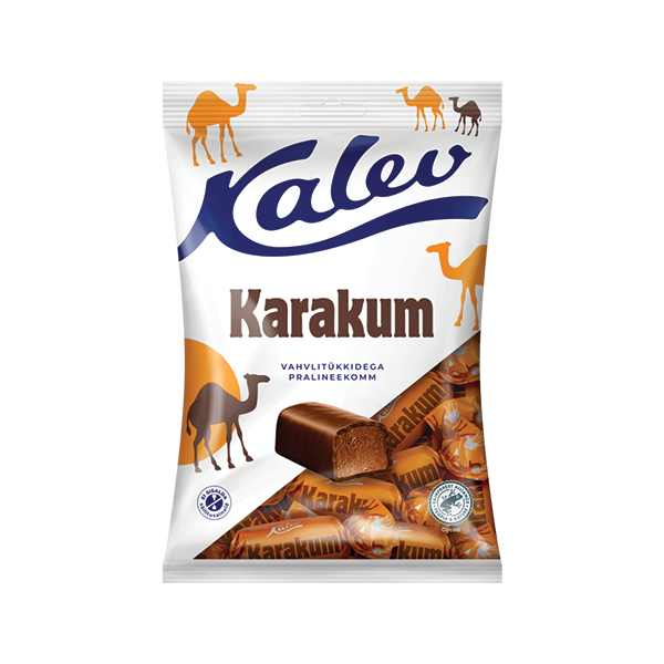 Kalev Karakum vahvlitükkidega pralineekomm 175g