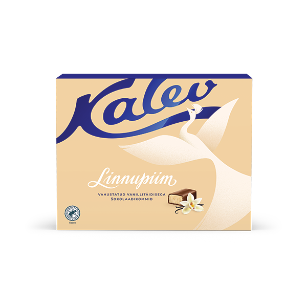 Kalev Linnupiim vahustatud vanillitäidisega šokolaadikommid 136g