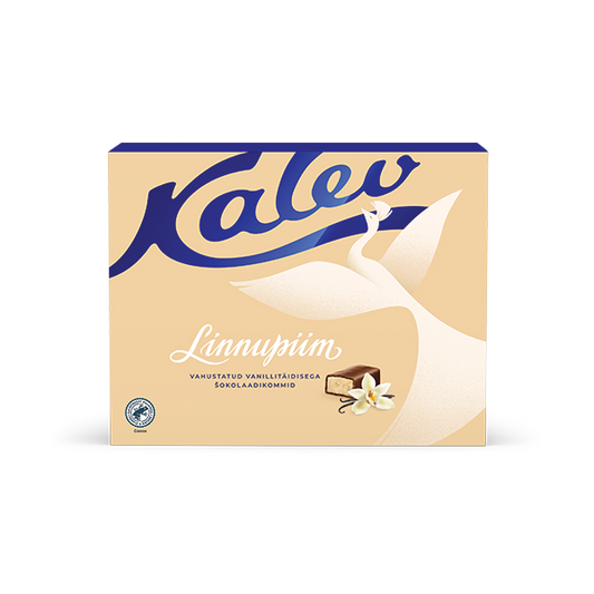 Kalev Linnupiim vahustatud vanillitäidisega šokolaadikommid 136g