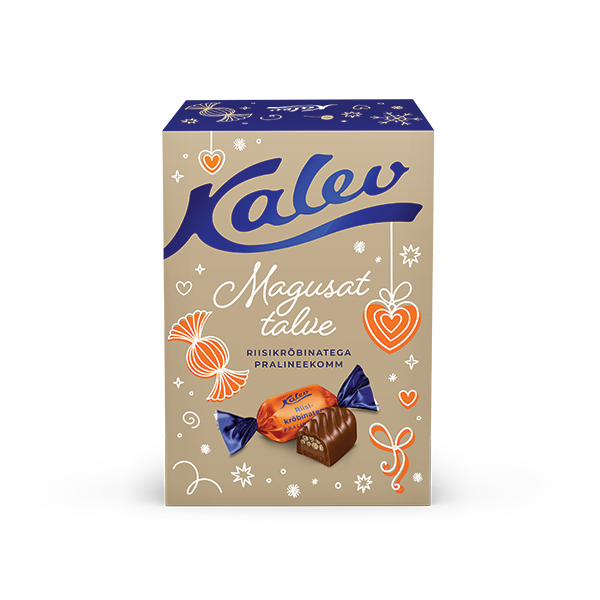 Kalev riisikrõbinatega pralineekomm piimašokolaadis 150g (pakend muljunud)