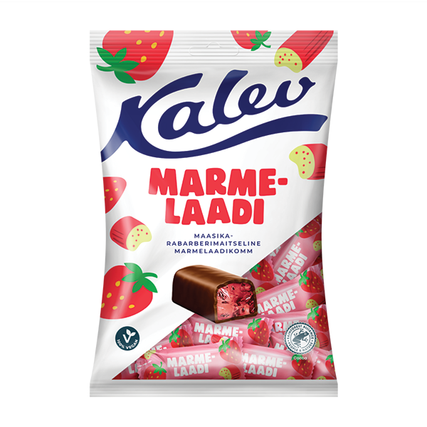 Kalev maasika-rabarberimaitselised marmelaadikommid 175g