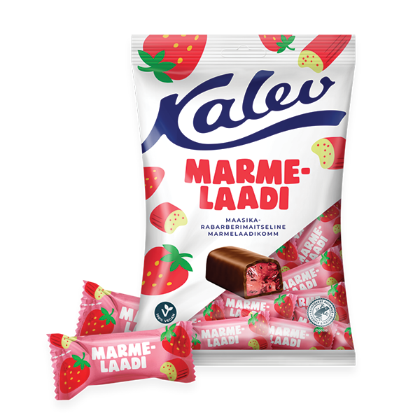 Kalev maasika-rabarberimaitselised marmelaadikommid 175g
