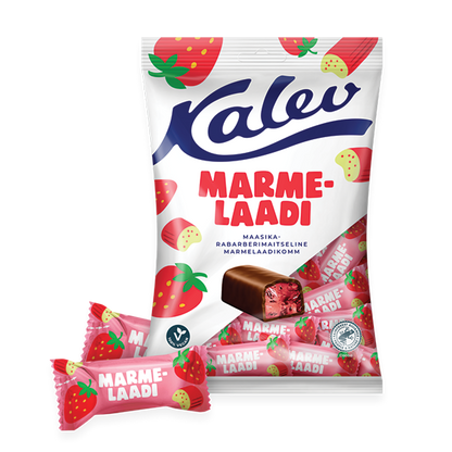 Kalev maasika-rabarberimaitselised marmelaadikommid 175g