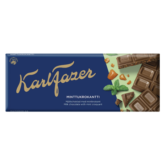 Karl Fazer piimašokolaad mündimaitselise mandlikrokandiga 180g