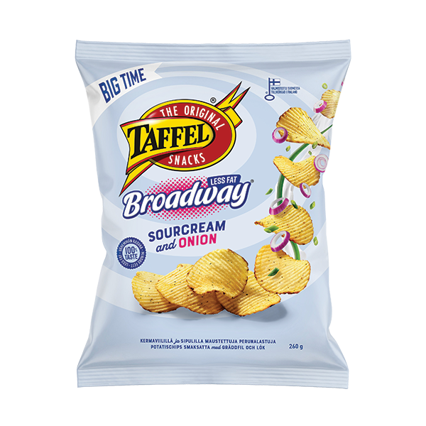 Taffel Broadway Less Fat hapukoore-sibulamaitselised kartulikrõpsud 260g