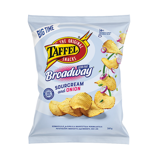 Taffel Broadway Less Fat hapukoore-sibulamaitselised kartulikrõpsud 260g