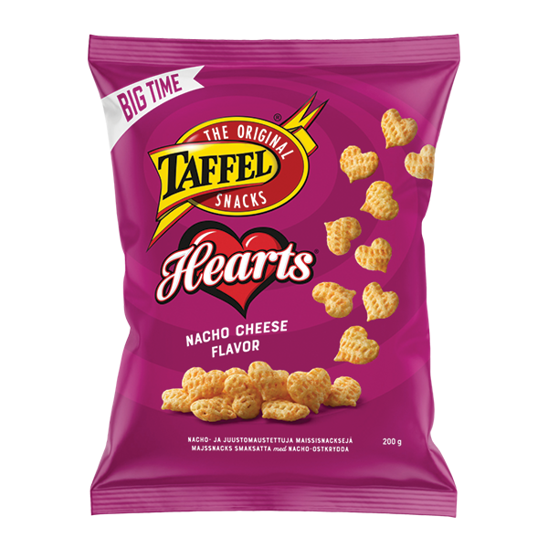 Taffel Hearts nacho-juustumaitselised maisisnäkid 200g